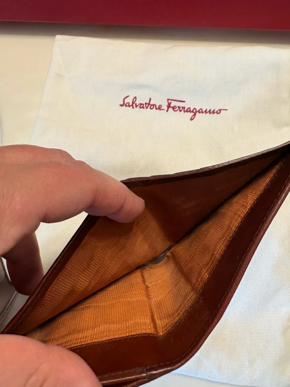 Salvatore Ferragamo Burgundy Leather Wallet Gold Hardware Luxury